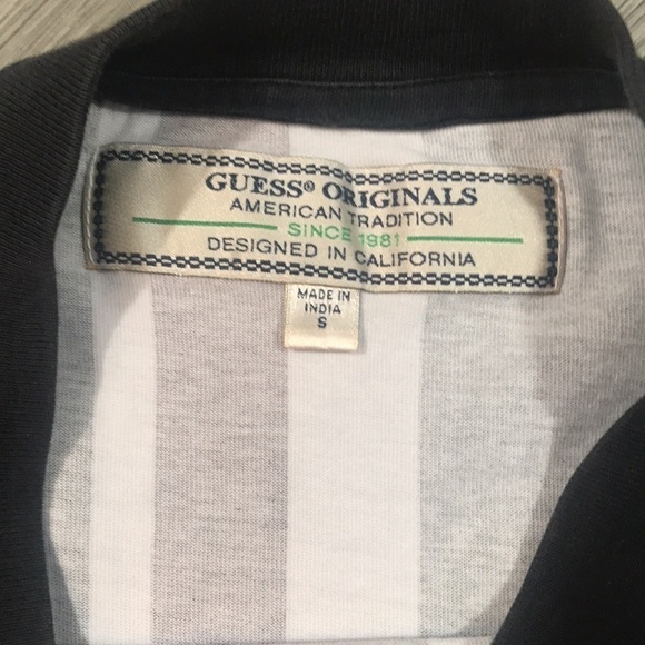 Guess Vintage Striped Screen Print Classic Triangle Screen Print T-Shirt size S - Picture 5 of 8